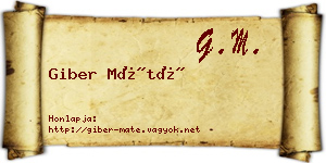 Giber Máté névjegykártya